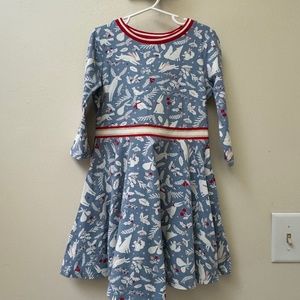 Holiday Forest Friends Longsleeve Twirly Boden Dress
